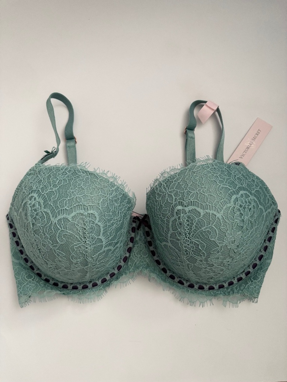 Victoria's Secret Bra Dream Angels Lightly Lined Demi Green Lace Nwt